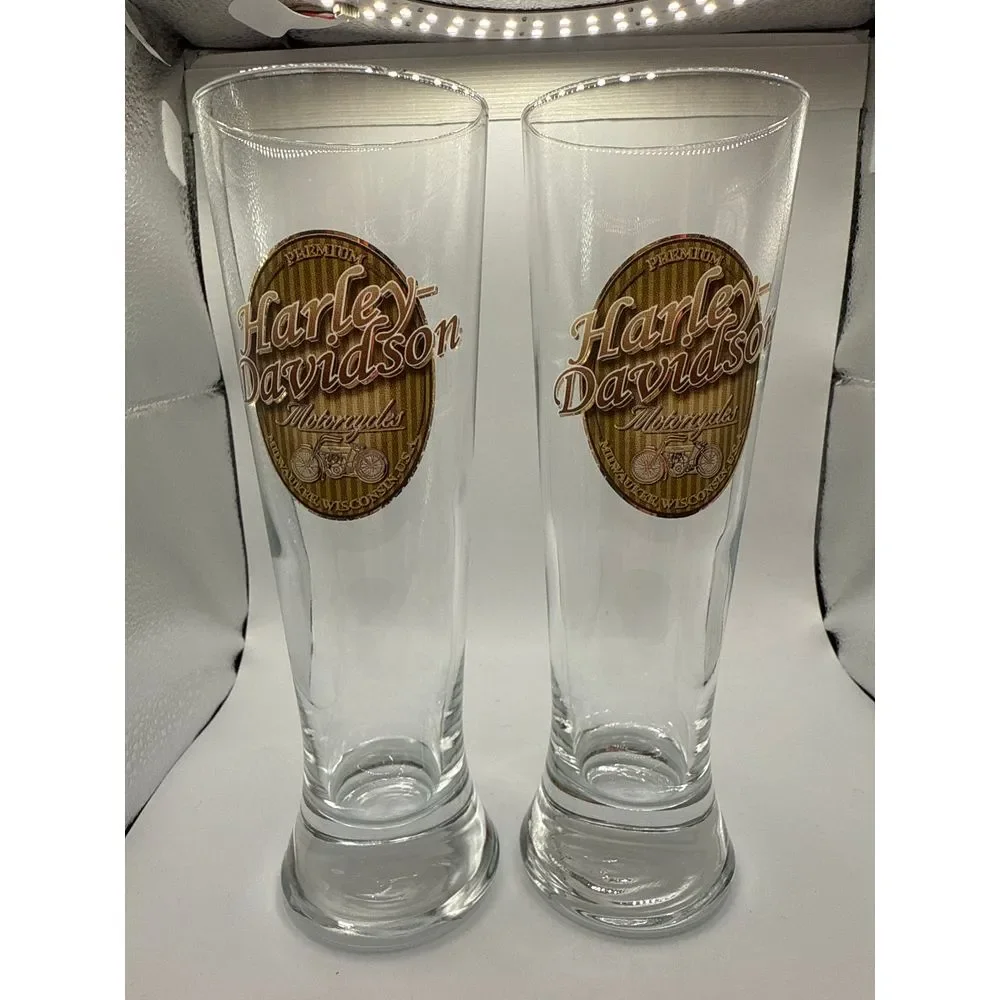 Harley Davidson Pilsner Glasses‎ Set of 2 Collectible
